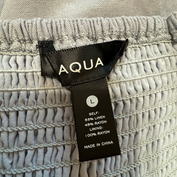 Aqua Strapless Mini Dress Linen Blend Large - Picture 4 of 13